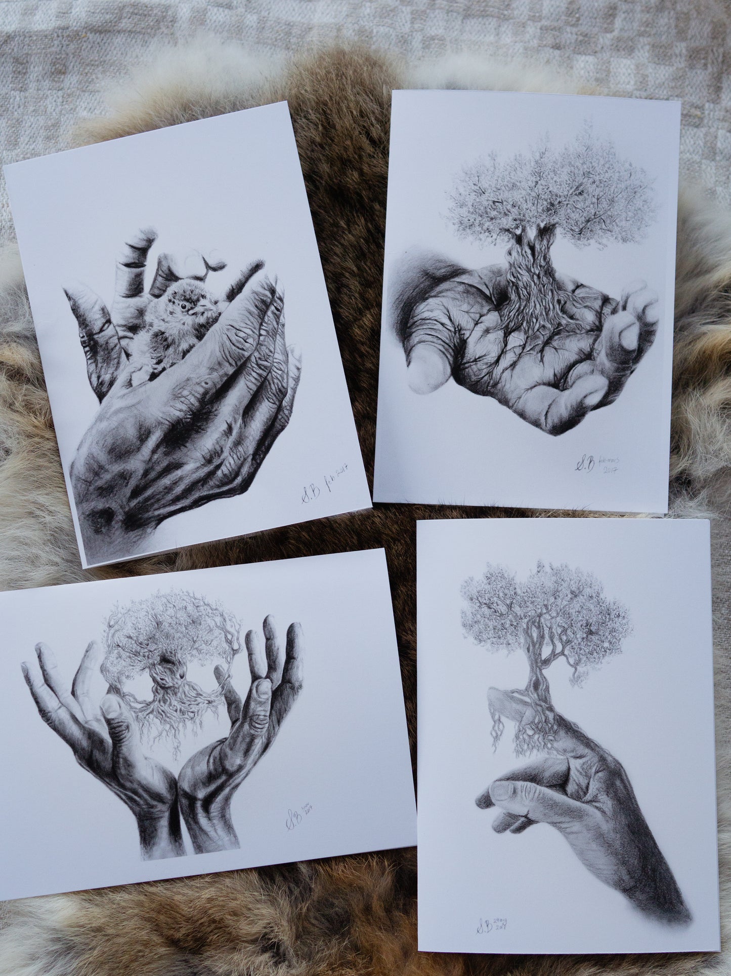 Hand drawings - Greeting card set of 4