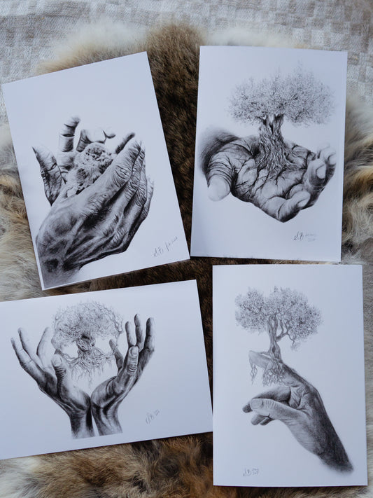 Hand drawings - Greeting card set of 4